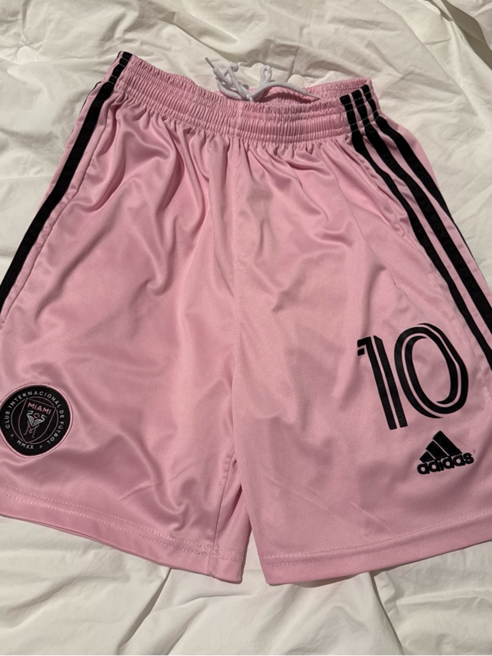 adidas Pink Drawstring Athletic Shorts with White Cord
